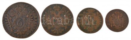 1800B 1/2kr Cu 'I. Ferenc' + 1800E 1kr Cu 'I. Ferenc' + 1800S 3kr Cu 'I. Ferenc' + 1800S 6kr Cu 'I. Ferenc' T:2-,3