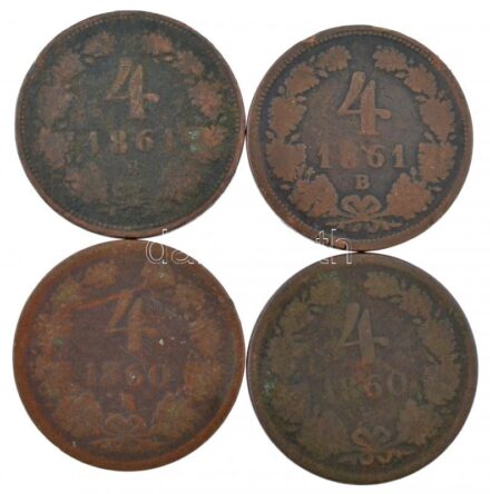 1860B 4kr Cu (2x) + 1861B 4kr Cu (2x) T:3 Adamo M7