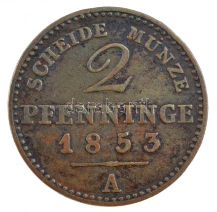 Német Államok / Poroszország 1853A 2pf Ag T:2- patina German States / Prussia 1853A 2 Pfennig Ag C:VF patina KM# 452
