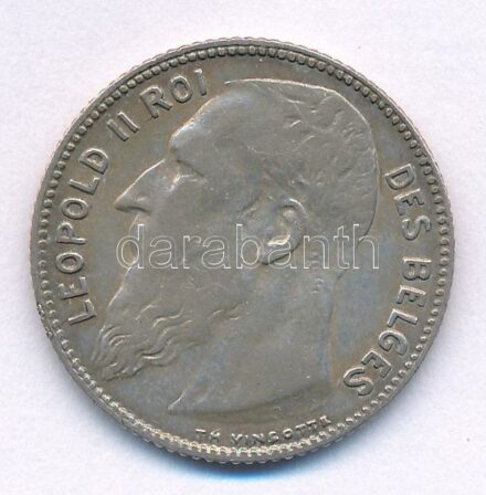 Belgium 1909. 1Fr Ag 'II. Lipót' T:2- Belgium 1909. 1 Franc Ag 'Leopold II' C:VF
