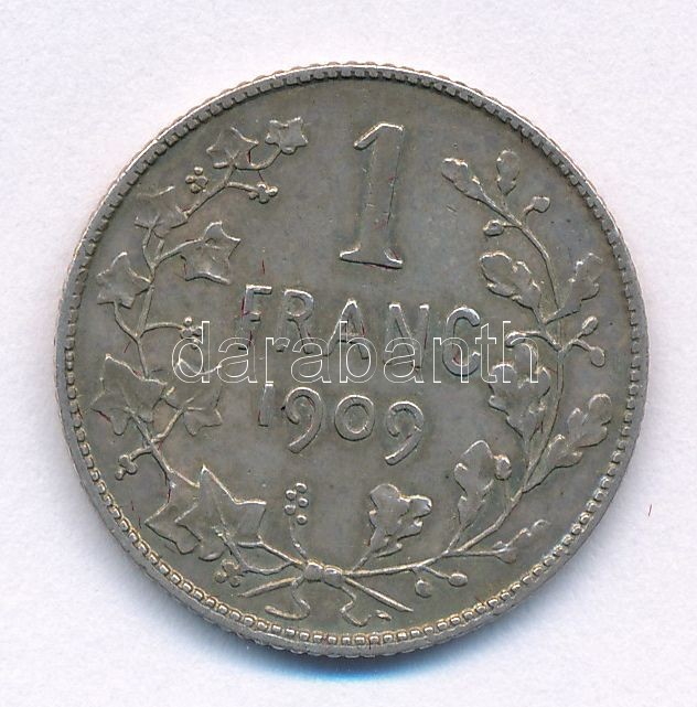 Belgium 1909. 1Fr Ag 'II. Lipót' T:2- Belgium 1909. 1 Franc Ag 'Leopold II' C:VF - Image 2