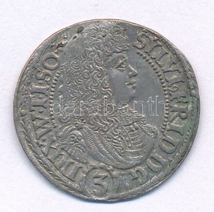 Német Államok / Szilézia / Württemberg-Ölsi Grófság 1676. 3kr Ag 'Sylvius Friedrich' T:2 patina German States / Silesia / Duchy of Württemberg-Oels 1676. 3 Kreuzer Ag 'Sylvius Friedrich' C:XF patina Krause KM# 8