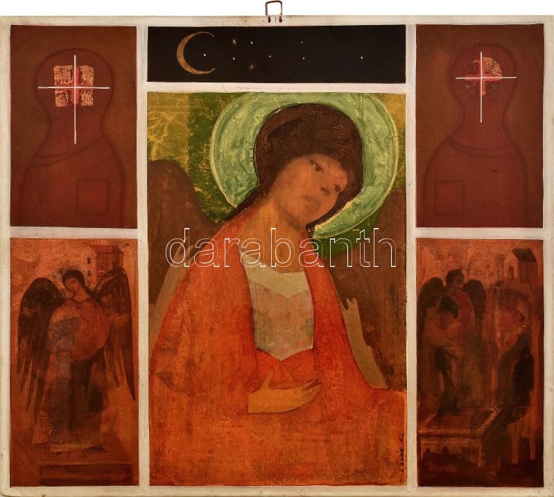 Lázár Sándor (1916-1994): Célpont. Vegyes technika, farost, jelzett. . 3,5x40 cm.