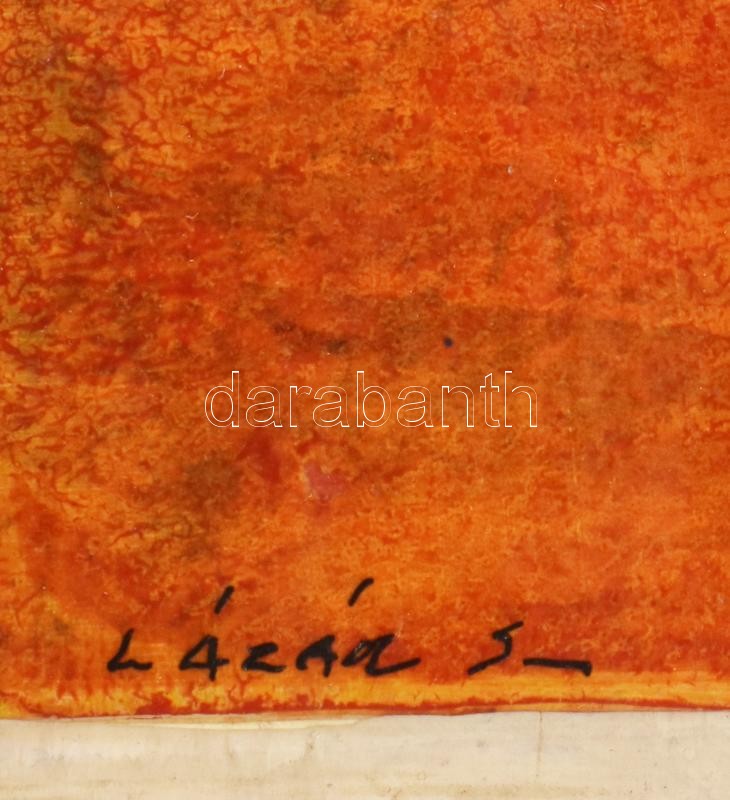 Lázár Sándor (1916-1994): Célpont. Vegyes technika, farost, jelzett. . 3,5x40 cm. - Image 2