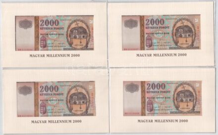 2000. 2000Ft (4x) 'Millenium' sorszámkövető párok. Eredeti, bontatlan díszcsomagolásokban T:I kisebb sérülések a külső fóliákon Adamo F56A