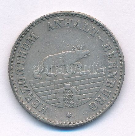 Német Államok / Anhalt-Bernburg 1861A 1/6T Ag 'Sándor Károly' T:2 patina / German States / Anhalt-Bernburg 1861A 1/6 Thaler 'Alexander Carl' C:XF Krause KM# 87