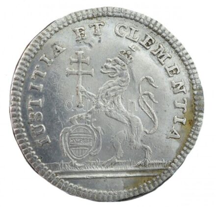 Ausztria 1743. 'Linz hódolata Mária Terézia előtt' koronázási zseton (2,03g/21mm) T:2- hullámos, két lemezből összeragasztva Austria 1743. 'Homage of Linz to Maria Theresia' coronation jeton. 'MARIAE - THERESIAE - HUNG BO &C REGI -