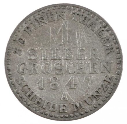 Német Államok / Poroszország 1847A 1gr Ag 'IV. Frigyes Vilmos' T:2- patina German States / Prussia 1847A 1 Groschen Ag 'Friedrich Wilhelm IV' C:VF patina Krause KM#435