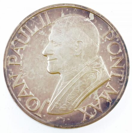 Lapis András (1942-) 1991. 'Őszentsége II. János Pál Magyarországon' kétoldalas, jelzett Ag emlékérem dísztokban (31,25g/0.999/39mm) T:1 (eredetileg PP) patina, fo.