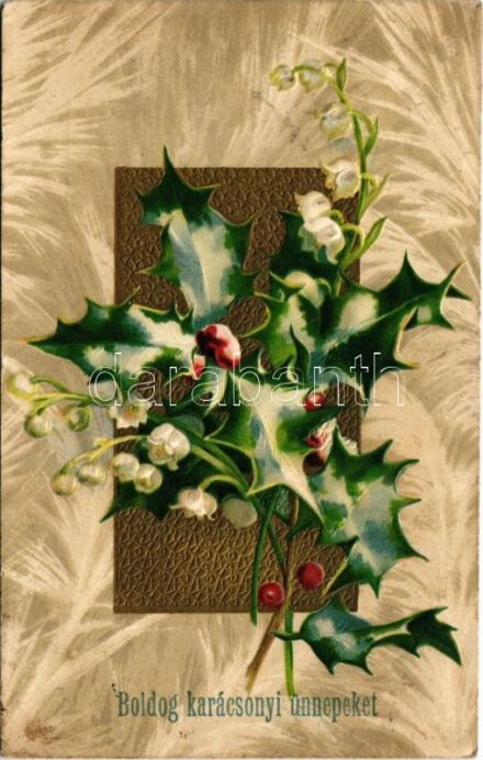 1914 Boldog karácsonyi ünnepeket! Dombornyomott litho / Christmas greeting, embossed litho (EK)