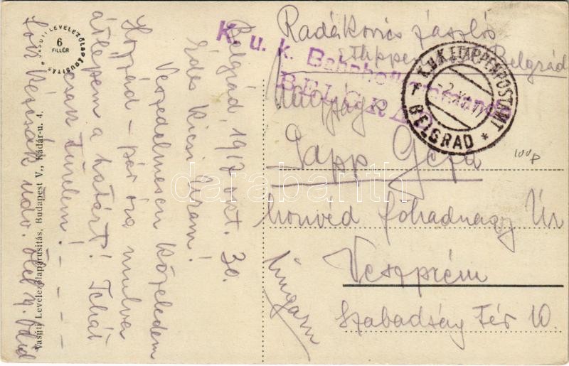 1917 Belgrade, Beograd; Bahnhof / railway station / vasútállomás. Vasúti levelezőlapárusítás - Image 2