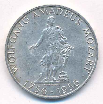 Ausztria 1956. 25Sch Ag 'Mozart' T:2 ph. Austria 1956. 25 Schilling Ag 'Mozart' C:XF edge error Krause KM#2881