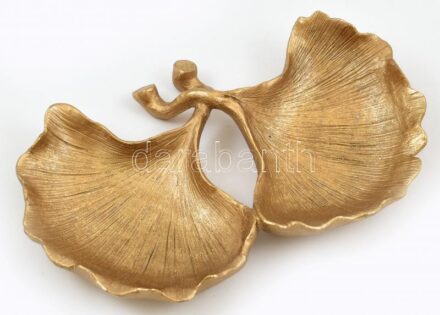 Ginkgo bilobás arany színű műanyag kínáló, szép állapotban. 27x17cm