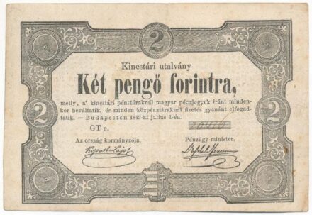 1849. 2Ft 'Kincstári utalvány' 'GT e. 20416' T:III Adamo G108