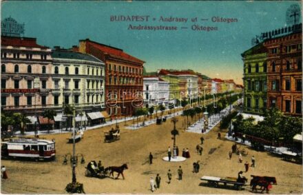 Budapest VI. Andrássy út, Oktogon, villamos (EK)