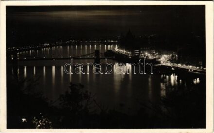 Budapest, Lánchíd, éjszakai dunai látkép (fl)