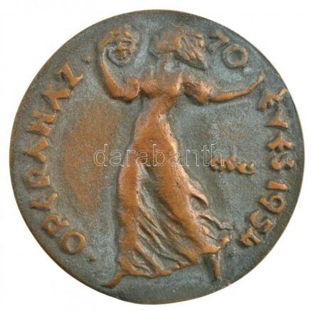 Csúcs Ferenc (1905-1999) 1954. 'Operaház 70. évfordulója' kétoldalas, öntött bronz plakett, peremén '23'-as sorszámmal (82mm) T:1-,2