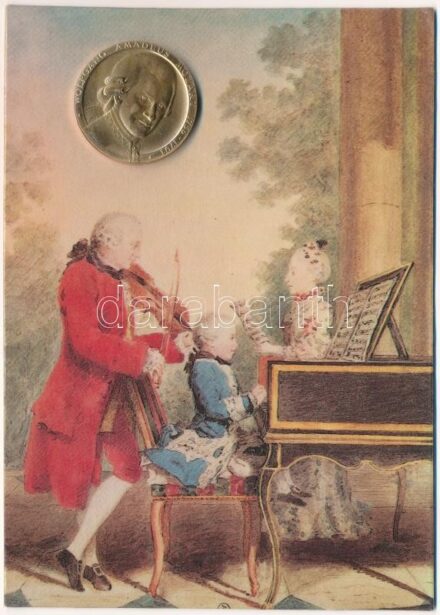 Ausztria DN 'Wolfgang Amadeus Mozart' Br emlékérem az Osztrák Pénzverő által kibocsátott képeslapon. Szign.: H. Wähner (30mm) T:1