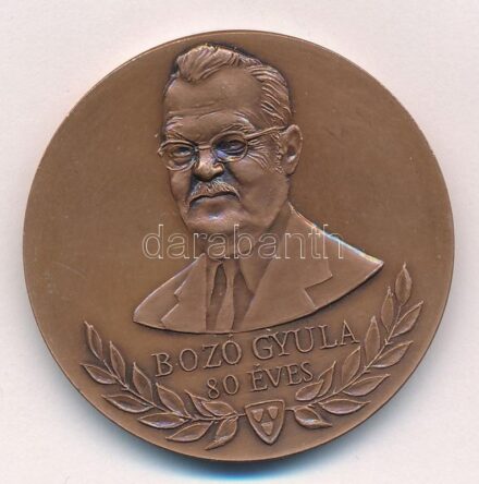 1993. 'Bozó Gyula 80 éves / Egyedül Istenben s nem az szerentsében reménye fejemnek - Erdőkövesdi Bozó család 1685' kétoldalas bronz emlékérem (42,5mm) T:1
