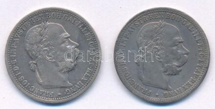 Ausztria 1895-1900. 1K Ag (2xklf) 'Ferenc József' T:2,2- patina, kis ph, ü. Austria 1895-1900. 1 Corona Ag (2xdiff) 'Franz Joseph' C:XF,VF patina, small edge error, ding Krause KM#2804