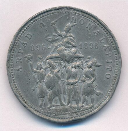 1896. 'Árpád a honalapító - 896 - 1896 / Ezredéves Kiállítás Budapest' ón emlékérem (38mm) T:3 ph.