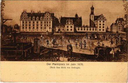 Darmstadt, Der Marktplatz im Jahr 1676 (Nach dem Stich von Rodingh) Bilder aus Alt-Darmstadt / market anno 1676 (EB)