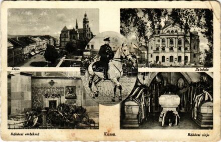 Kassa, Kosice; Horthy Miklós kormányzó, színház és dóm, Rákóczi emlékmű és sírja / theatre, cathedral, street, tomb and statue (EK)