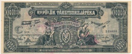 1926. 'Magyar Sportrepülők Egyesülete - Repülők Tárgysorsjátéka - Dollár Sorsjegy' C sorozat, felülbélyegzéssel T:II- kis foltok / Hungary 1926. 'Hungarian Sport Aircraft Association - Aircraft Lottery Game - Dollar Lottery Ticket' C