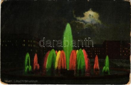 1911 Wien, Vienna, Bécs; Leuchtbrunnen / illuminated fountain at night (worn corners)
