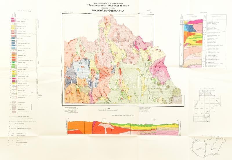 1973 A Tokaji-hegység földtani térképe, 25.000-es sorozat, Hollóháza-Füzérkajata. 1 : 25.000. Magyar Állami Földtani Intézet, 150 pld., hajtva, 99x69 cm