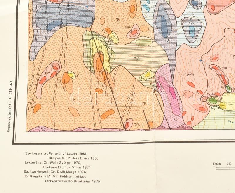 1973 A Tokaji-hegység földtani térképe, 25.000-es sorozat, Hollóháza-Füzérkajata. 1 : 25.000. Magyar Állami Földtani Intézet, 150 pld., hajtva, 99x69 cm - Image 2
