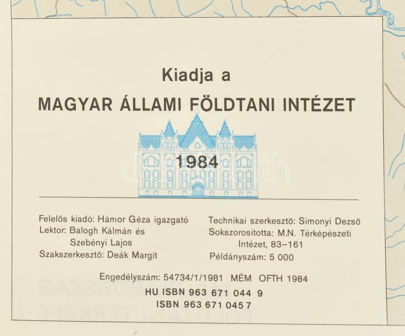 1984 Magyarország földtani térképe, főszerk.: Fülöp József, 1: 25.000, Magyar Állami Földtani Intézet, 5000 pld., hajtva, 109x75 cm - Image 2