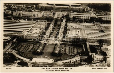London, British Empire Exhibition 1924. The Main Avenue from the Air. aerial view. Photo Campbell-Grey
