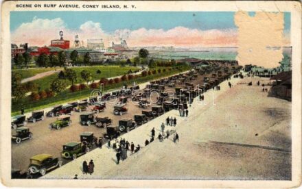 New York, Coney Island, Scene on Surf Avenue (surface damage)