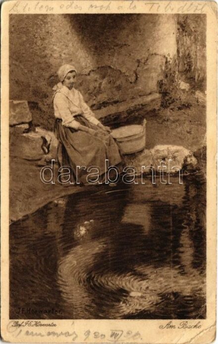 Am Bache / Lady art postcard. W.R.B. & Co. Wien Nr. 3092. s: J. F. Hörwarter (EB)