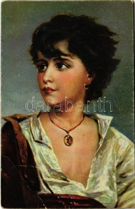 Fischerknabe / Children art postcard, fisher boy. Stengel s: G. Richter (EB)