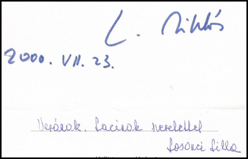 2000 Losonci Miklós (1929-2010) művészettörténész saját kézzel írt levele, valamint felesége Losonci Lilla (1930-) festőművész kiállítási meghívói, 5 db, közte 1 db DEDIKÁLT is. - Image 2