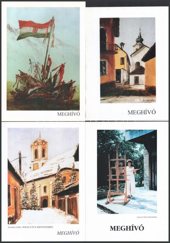 2000 Losonci Miklós (1929-2010) művészettörténész saját kézzel írt levele, valamint felesége Losonci Lilla (1930-) festőművész kiállítási meghívói, 5 db, közte 1 db DEDIKÁLT is. - Image 3