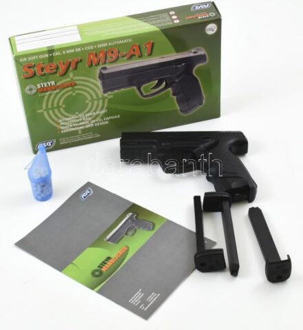 Steyr Mannlicher M9-A1 CO2 gázos airsoft pisztoly, eredeti dobozában, tartozékaival, újszerű állapotban