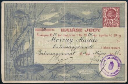 1918 Balassagyarmat, halászjegy
