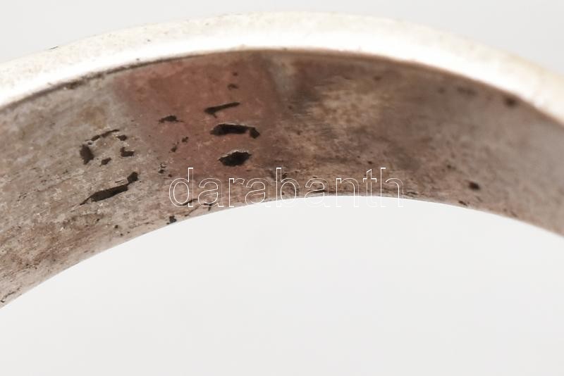 Ezüst(Ag) gyűrű borostyánnal, jelzett, méret: 58, bruttó: 8,15 g - Image 3