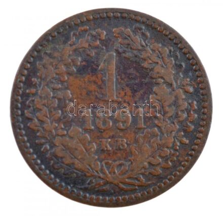 1891KB 1kr Cu 'Fiume-címer' T:2- Adamo M4.1