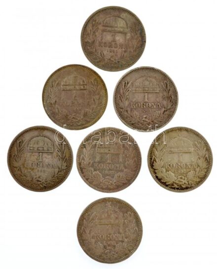 1893KB 1K Ag 'Ferenc József' (7x) T:3 patina Adamo K5