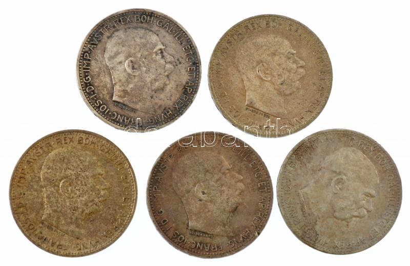 Ausztria 1915. 1K Ag 'Ferenc József' T:1-,2,2- patina Austria 1915. Corona Ag 'Franz Joseph' C:AU,XF,VF patina Krause KM# 2820 - Image 2