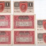 1916. 1K (4x) + 1917. 2K (4x) mindegyik zöld 'DEUTSCHÖSTERREICH' felülbélyegzéssel T:II-III közte szép papír - Image 2