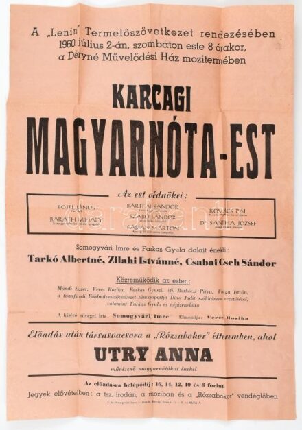 1960 Karcag Magyarnóta-est a 'Lenin' termelőszövetkezet rendezésében, 58×41 cm