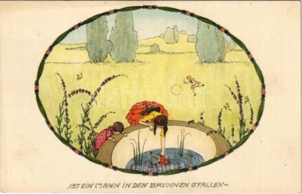 Ist ein Mann in den Brunnen g'fallen. Nach dem Original von Mela Koehler. M. Munk Wien Nr. 1144. s: Mela Koehler (fl)
