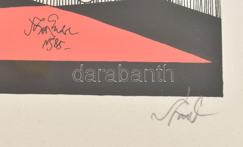 Szász Endre (1927-2003): Cím nélkül. Szinyamoymat, apír, Jelzett, sorszámozott 93/100. Üvegezett keretben 29x44 cm - Image 2