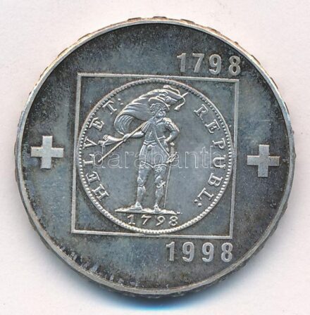 Svájc 1998B 20Fr Ag '200 éves a svájci köztársaság' T:1 (erdetileg PP) patina Switzerland 1998B 20 Francs Ag '200th Anniversary - Helvetian Republic' C:UNC (originally PP) patina Krause KM#80