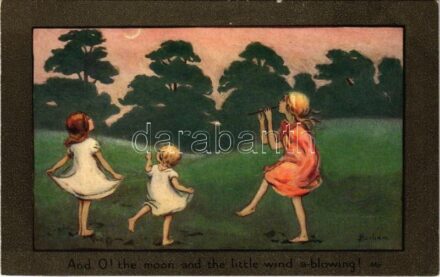 1919 'And O! the moon and the little wind a-blowing! Children art postcard. C.W. Faulkner & Co. s: Berham (EB)
